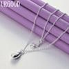 925 Sterling Silver Droplet Pendant Necklace Wedding Fashion Jewelry