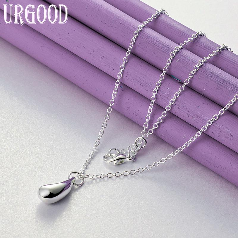925 Sterling Silver Droplet Pendant Necklace Wedding Fashion Jewelry