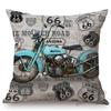 Classic Us Route 66 Vintage Motorcycle Poster Art Home Decorative Pillow Cover Retro American Style Cotton Linen Cushion Covers