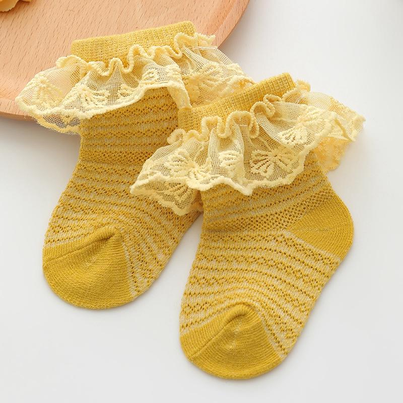 Children Baby Girls Socks Newborn Infant Cute Sweet Lace Patchwork Socks Soft Lightweight Non-slip Socks Infant Socks 0-3 Year