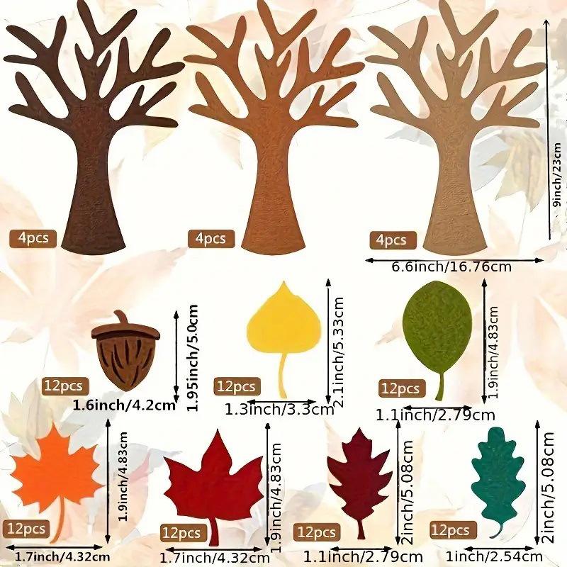 96pcs Kit Thanksgiving Felt Tree DIY Craft Fall Tree Decorations Christmas Party School Activity Education Toy Wall Hanging Gift