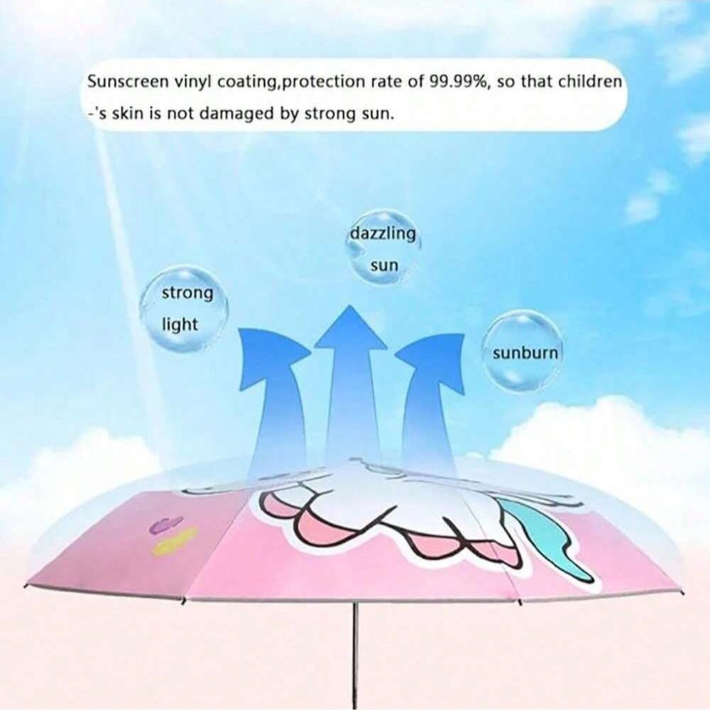 Unicorn Kids Umbrella Auto, Portable Folding Durable Built-in Sun Protection, Auto Open/Close Lightweight for Boys & Girls