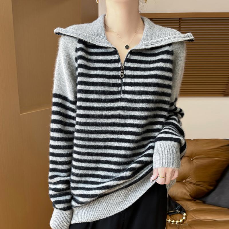 Dámský kašmírový svetr Qinghe kašmír 30% kašmír 70% vlna Dámský podzimní a zimní kašmírový svetr měkký a teplý