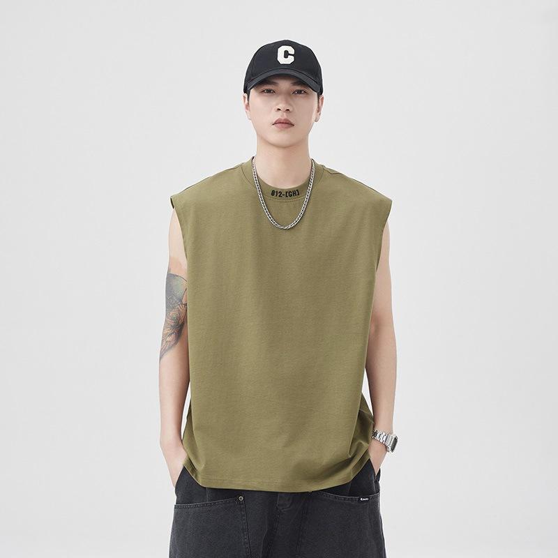 

Новый летний жилет мужской уличный с круглым вырезом и вышитыми буквами из чистого хлопка свободная майка 4XL