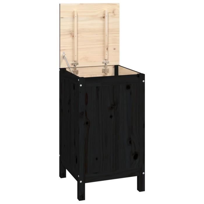 VidaXL Boîte à linge Noir 44x44x76 cm Bois massif de pin 823578