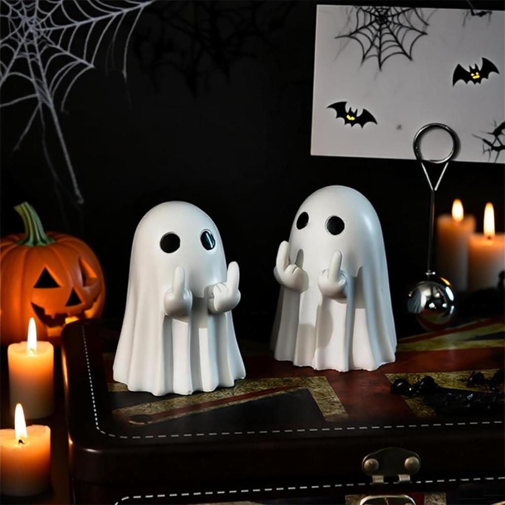 Halloween Decorations Ghost Figurine - 3 in Spooky & Cute Ghost Statue, Halloween Ghost Figurines for Home, Office, Desk Decor, Cute Ghost Decor Home
