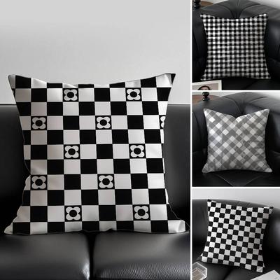 Black-and-white Pattern Pillow Case Anti-dustmite Invisible Zipper Sofa Bed