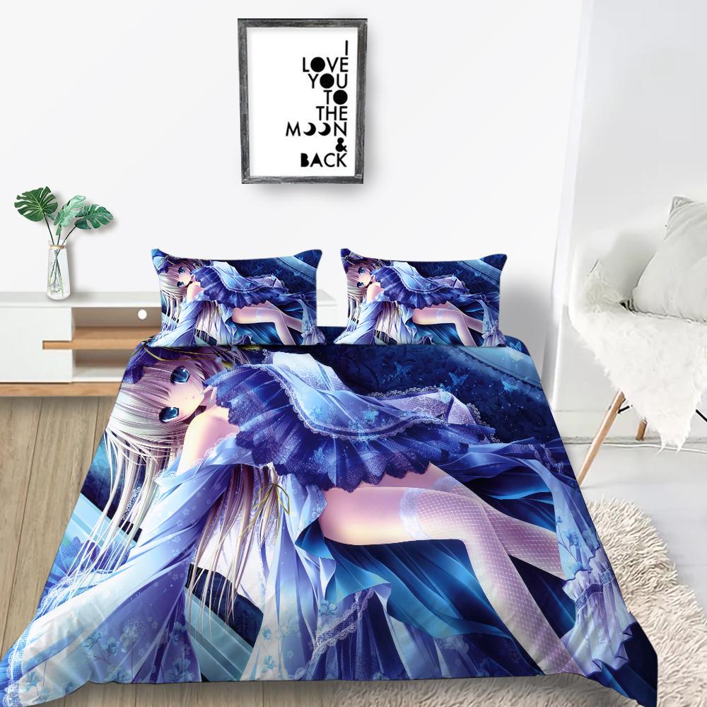 Cartoon Mädchen Bettwäscheset Kinderzimmer Bettbezug und Kissenbezug AU/EU/US Doppelbett/Doppelbett Volle Größe