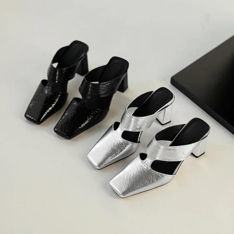 Fashion Plus size 42 Summer Hollow Out Women Sandals Silver Chunky Pumps Luxury Design Slingback Gladiator Rome Shoes Zapatos De Mujer