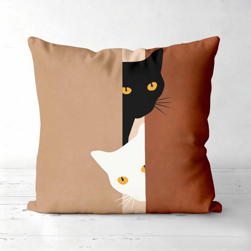 Cute Black and White Cat Pattern Throw Pillow Cushions Polyester pillowcase, sofa decorative cushion cov Headboard Pillow