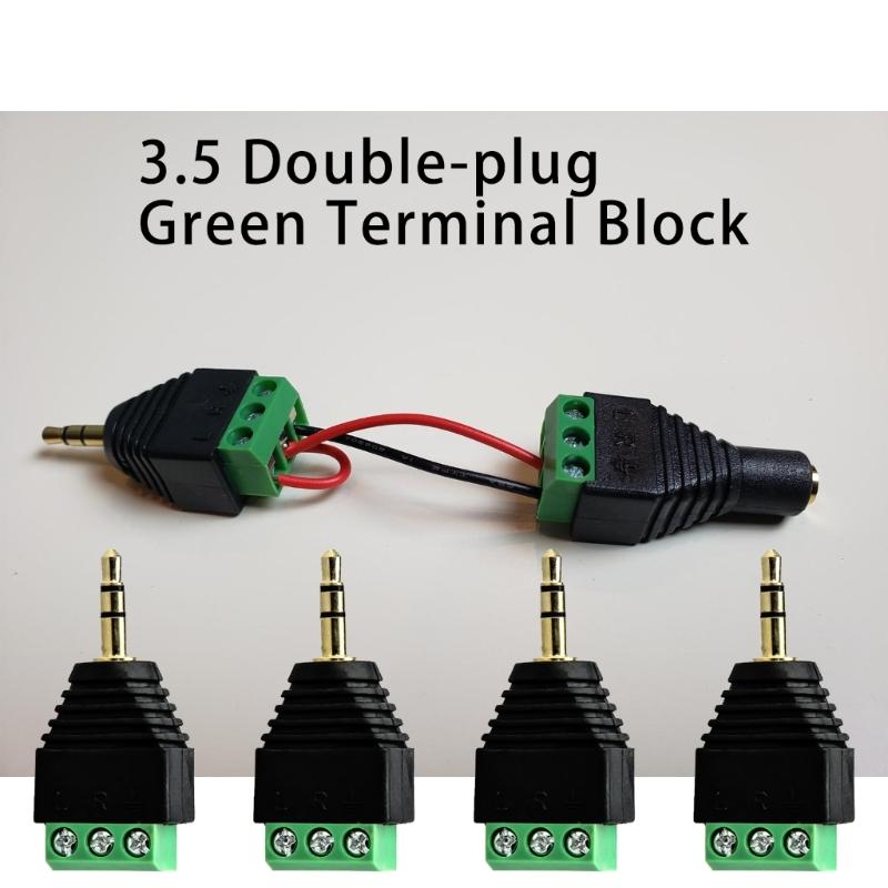4pcs 3.5mm Balun Male To Screw Terminals Female Adapter Easy To Use for Microphones & Earphones Without Soldering