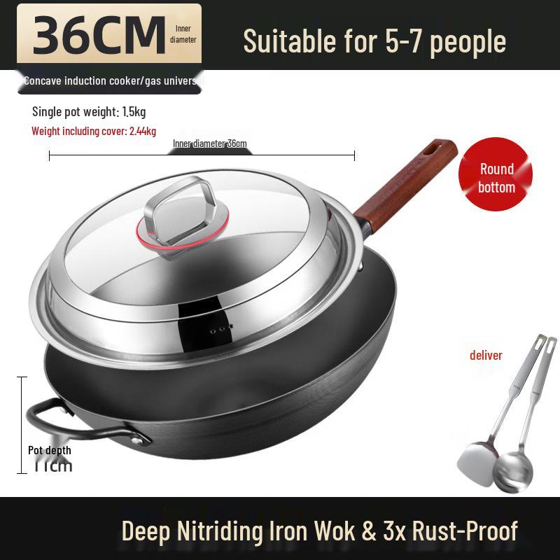 Handun Refined Iron Wok - Non-stick Stir-fry Pan