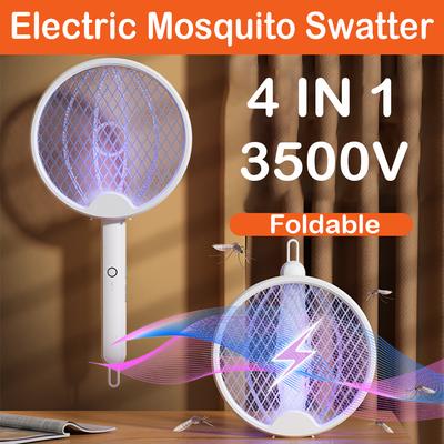 Foldable Electric Mosquito Swatter USB Charging Mosquito Killer Lamp With UV Light Handheld Insect Bug Zapper For Bedroom Summertime