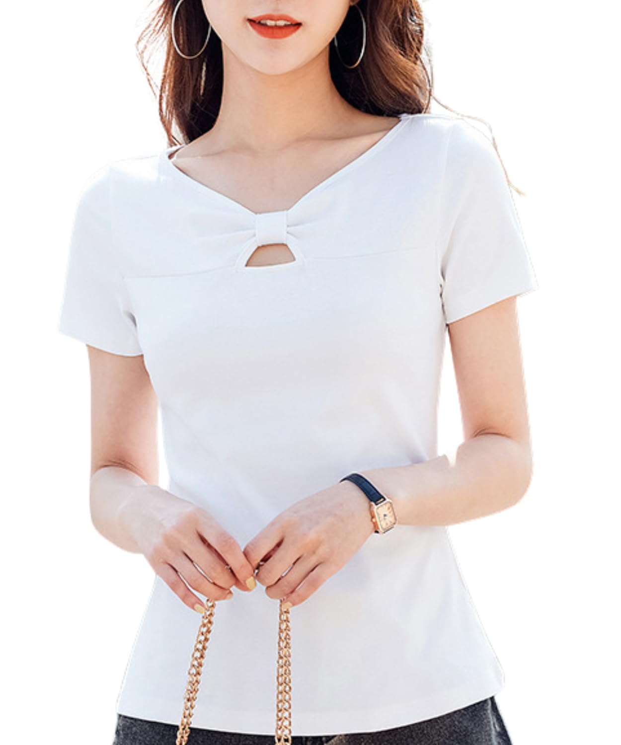 

Милая одежда для короткой милой весенне-летней одежды [Dep Club] женщины, топы, лето, футболка с одним принтом, рукав, туника, блузка, трикотаж, чистый, белый