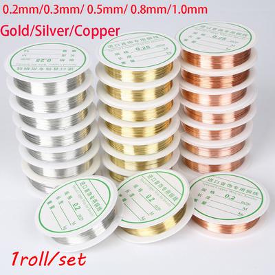 1 Roll Brass Silver Gold Soft Copper Wire Line for DIY Jewelry Making 0.2-1mm