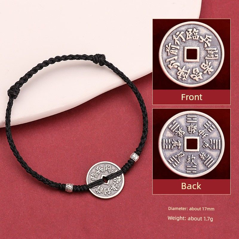 

Классный Даосский Браслет с Шестислоговой Мантрой из Стерлингового Серебра Солдаты Сражаются Всем Массивом Вперед Горный Призрак Тратит Сплетни Несущий Ремешок Мужской Nine-character mantra gossip money-black rope