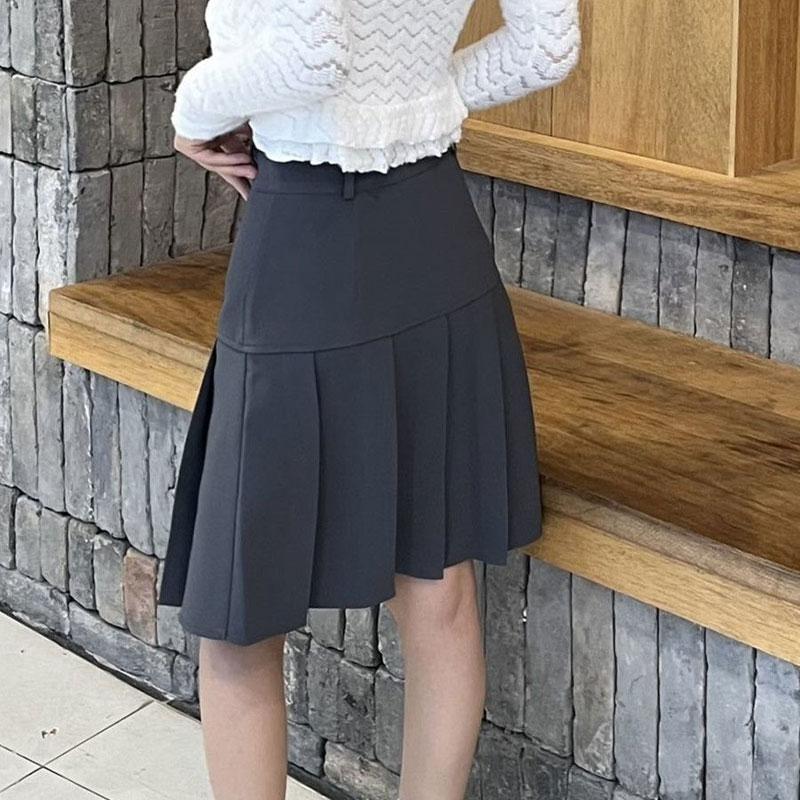 Women's High Waisted Pleated A-Line Midi Skirt