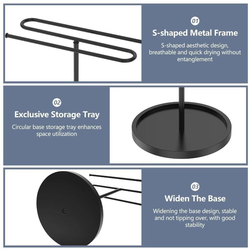 Non-Slip S-Shape Towel Stand Weighted Base Standing Towel Rack Vanity Countertop