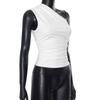Solid Color One Shoulder Backless Shrink Tank Top T-Shirt Candy Color Tight Sexy Sleeveless Neckless Slim Casaul Top
