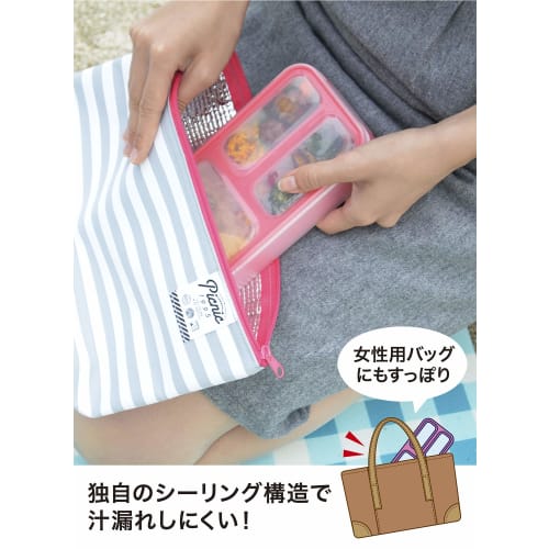 Foodman Bento Box, Slim, Can Be Carried Upright, 400ml, Sky Blue, Leak-Resistant, Double Sealing, Secured with 4-Point Lock, CB Japan DSK