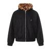 Men's Winter Retro Leopard Print Fur Collar Hooded Cotton Jacket