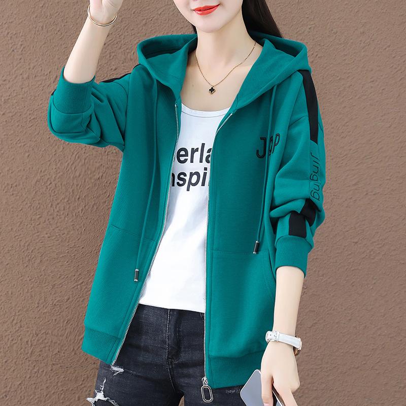 Женский осенне-зимний кардиган на молнии, повседневный топ M зелёный