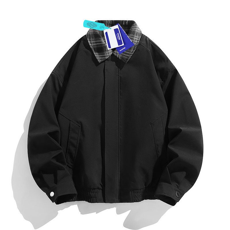 Wassup American Retro Plaid Patchwork Lapel Jacket for Men, Autumn and Winter Trendy Brand Barn Style Couple's Versatile Coat