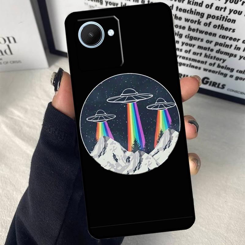 Cartoon Space Alien UFO For Realme C55 C75 C67 C63 C51 C61 C53 C35 C65 C71 11 12 13 14 Pro Plus GT6 GT7 15 Pro Case