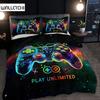 Stylish Color Gamepad Duvet Cover Set (1 Duvet Cover+2 Pillowcase) Super Soft HD Printing Bedding Set For Home Dorm Decor