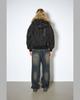 Themuseumvisitor Fur Hood Metal Logo Ma-1 Jumper (Black)