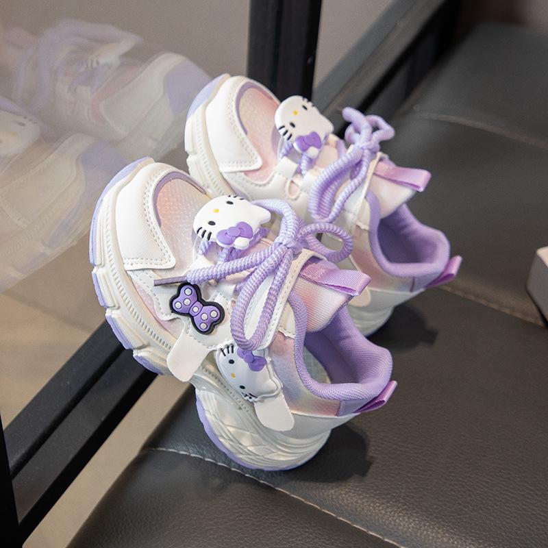 Girls' Cartoon Spring 2026 White Sneakers – Versatile Soft Sole Sports Shoes for Kids