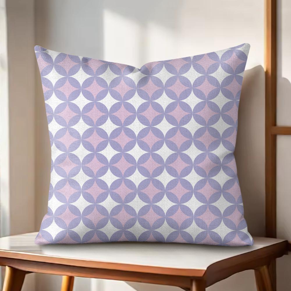 Simple purple plaid Cushion Cover Natural Linen Organic Fabric DoubleSided Printing Couch Pillow Covers Home Decor