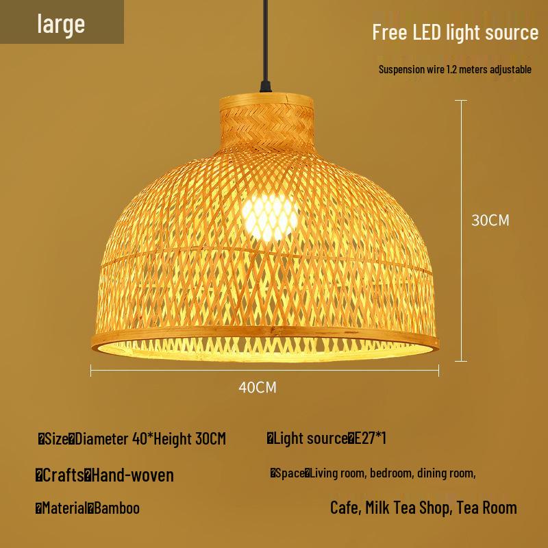 Bamboo Rattan Pendant Lamp: New Chinese & Japanese Style Zen Lighting for Tea Room & Dining, Antique Lantern Design.