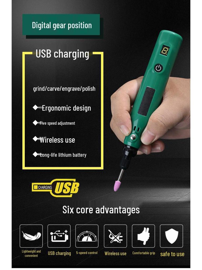 Multifunctional Handheld Electric Grinder and Drill for Jade and Wood Carving