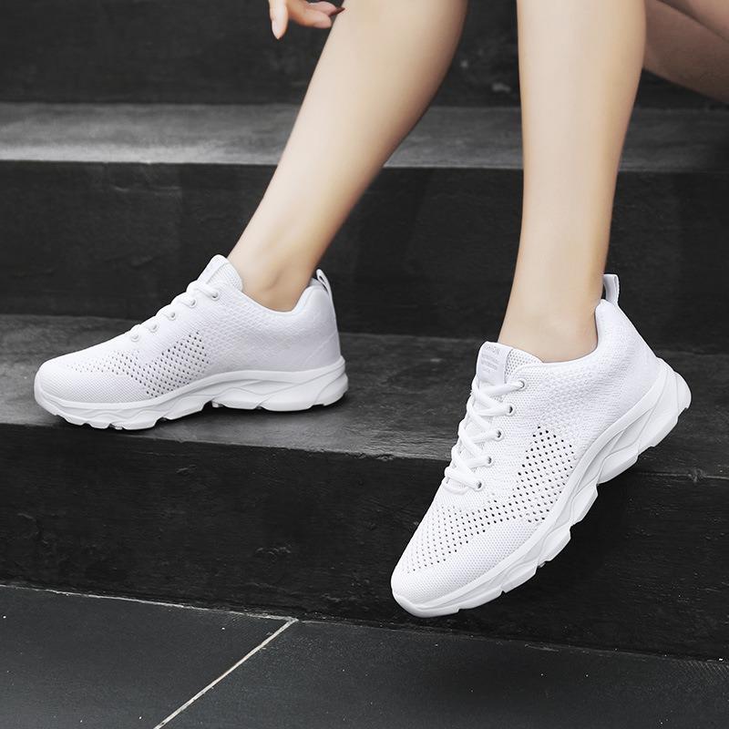Fashion Women Casual Shoes Fashion Breathable Walking Mesh FlatShoesSneakers White Female Footwear