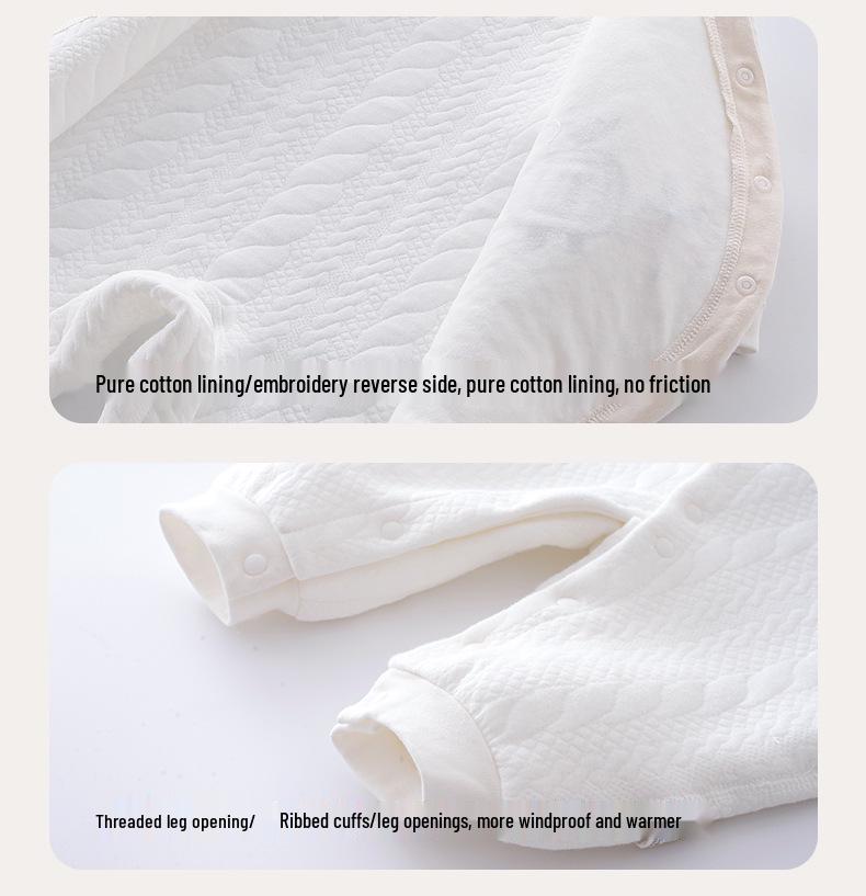 Thickened Pure Cotton Baby Romper - Newborn Full Body Warm Crawling Suit for Autumn/Winter