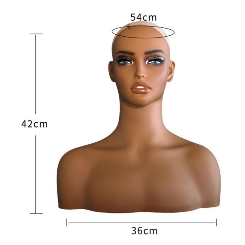 Mannequin Head with Shoulders PVC Bust Smooth Hat Display