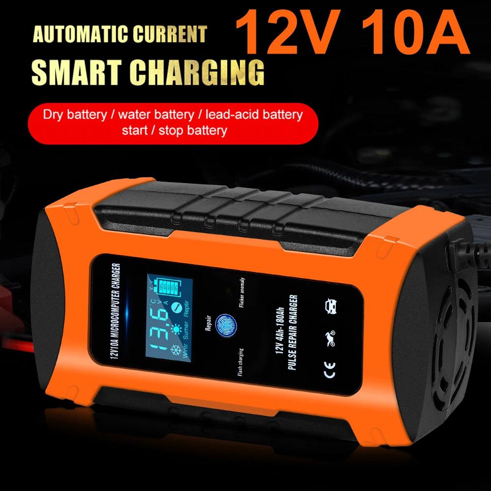 12V 10A Max Pulse Repair Car Battery Charger Output Current Digital Display Summer Winter Mode Lead-Acid Battery Charger