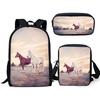 Novità Popolare Cavallo Popolare Stampa 3D Set da 3pz Zainetti Scolastici Zaino Daypack per Laptop Borsa a Spalla Inclinata Astuccio