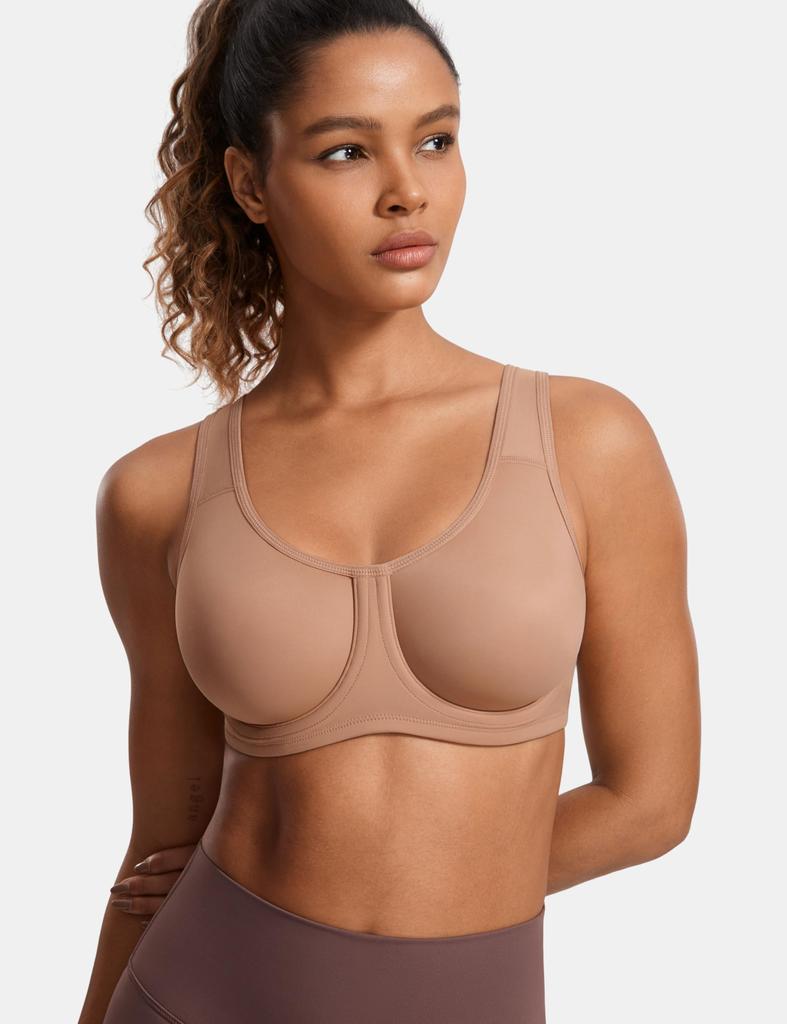 SYROKAN Sports Plus Fitness Molded Gravel F85 Women's Bra, Non-Slip, Underwired, Size, Wear, Cup, Solid, Beige,