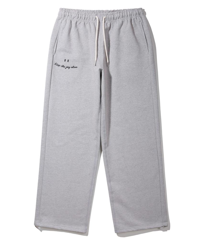 BAKKEN Smile Embroidered Logo Semi-Wide Sweatpants Bk9985_Gray