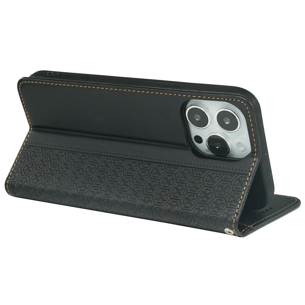 For iPhone 14 Pro Max Case Four-Leaf Clover Leather Wallet Phone Cover