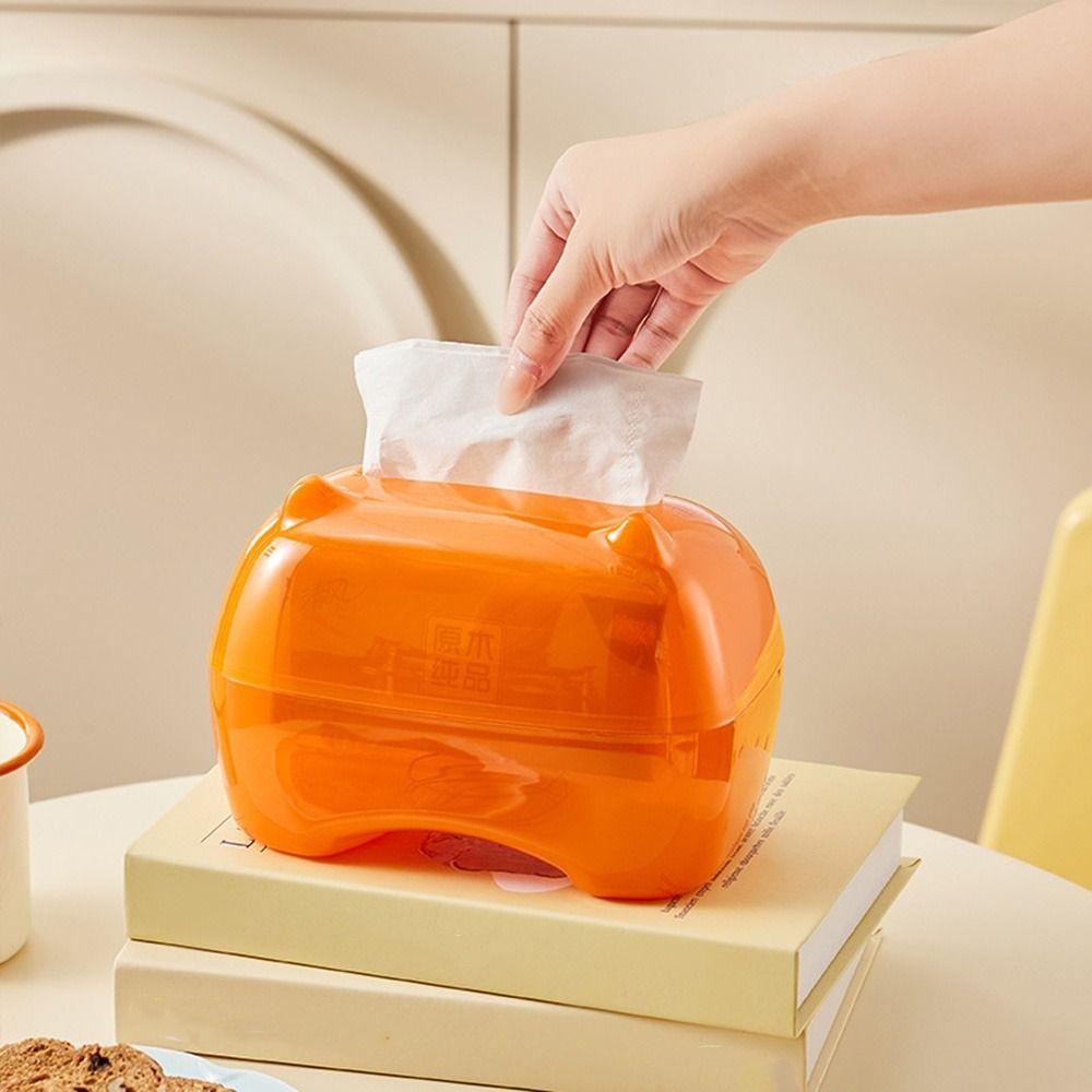 Waterproof Cartoon Transparent Tissue Box Plastic Drawer Box Tissue Storage Box Coffee Table