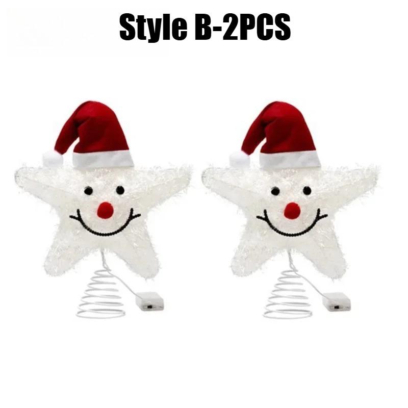 Christmas Tree Topper Star Decoration with Lights for Holiday Home Decor Festive Ornaments and Hanging Accessories