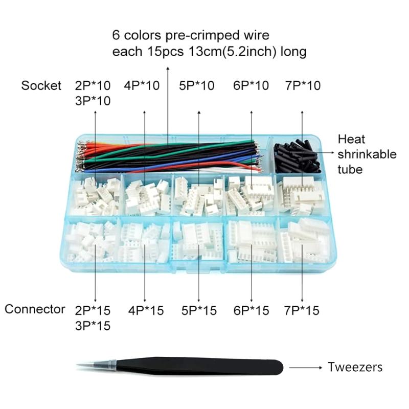 2.54mm Connector Socket Kit With Pre-Crimped 2.54mm Male And Female Cable Wire 2/3/4/5/6/7 Pin Housing JST Connector