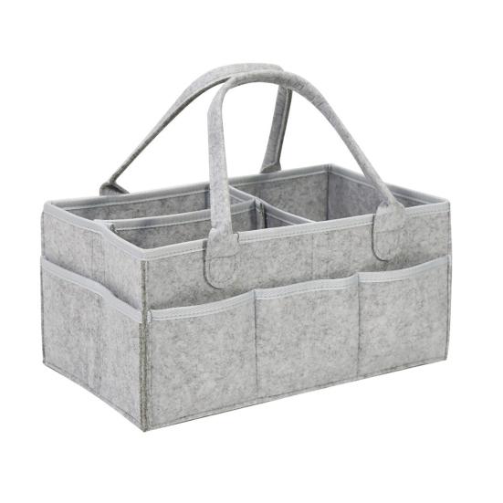 Storage Box with Handle And Multiple Pockets Organizer Portable Diaper Storage Bag for Nursery Kids Toys Snacks серый