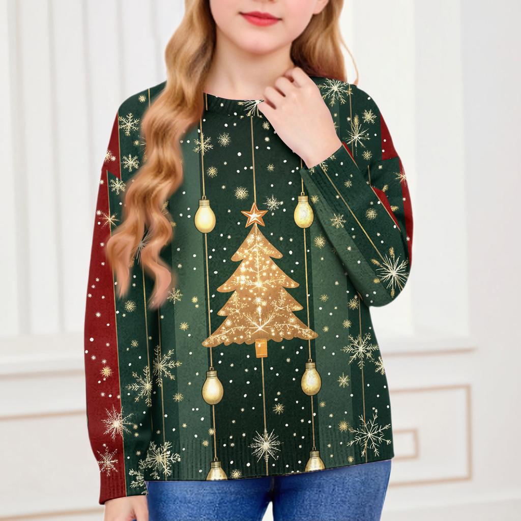 Christmas Day Sweatshirts For Children Boys And Girls Knit Sweater Cute Shirt Fall Crewneck Pullover Tops