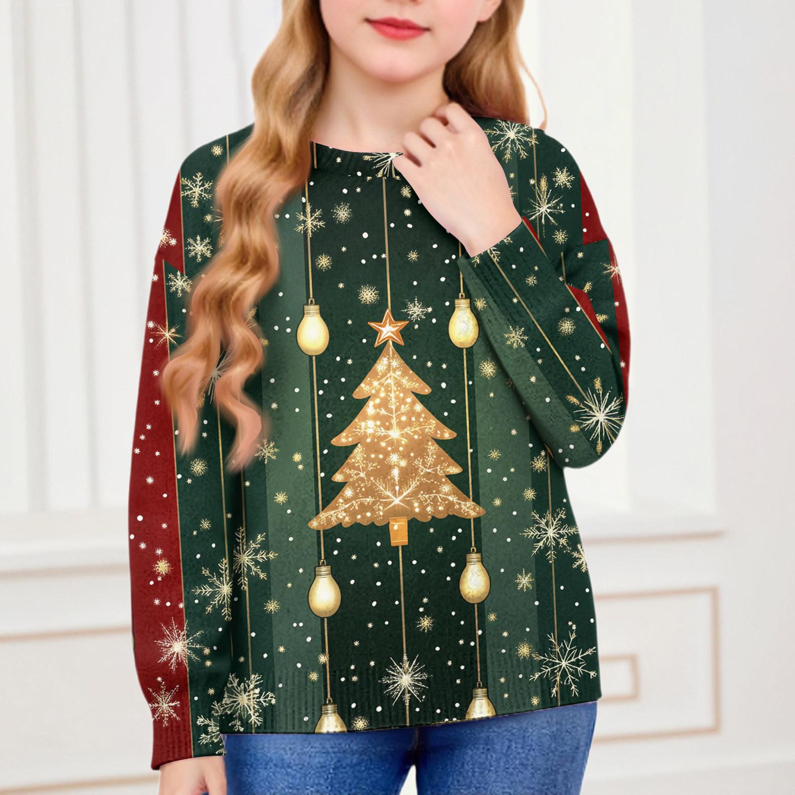 

Рождественские свитшоты для детей мальчиков и девочек вязаный свитер милая рубашка осенний пуловер с круглым вырезом топы 100