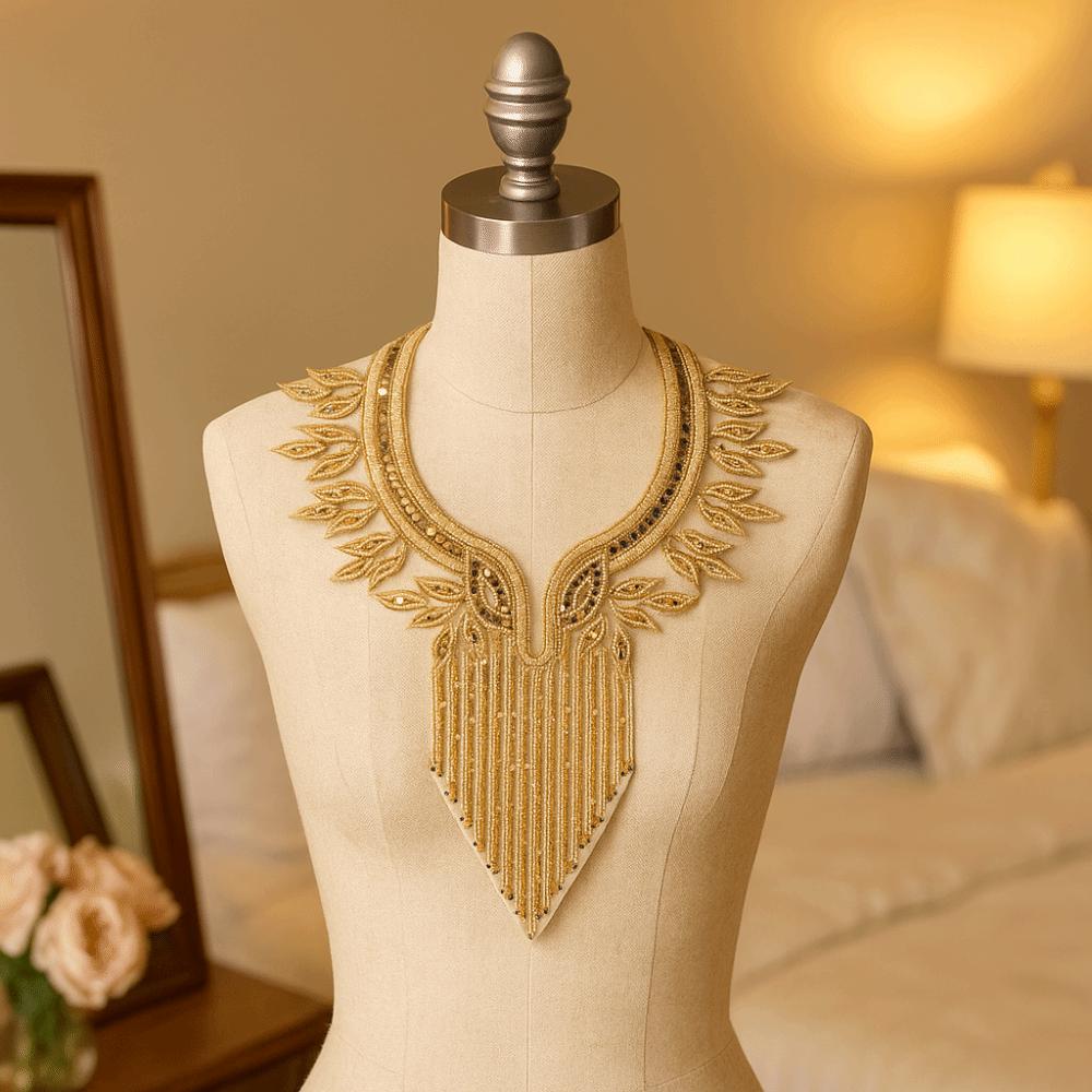 Dress Decorations Luxury Beads Applique Delicate Fashion Embroidery Applique Elegant Handmade Applique Patches Bridal Wear