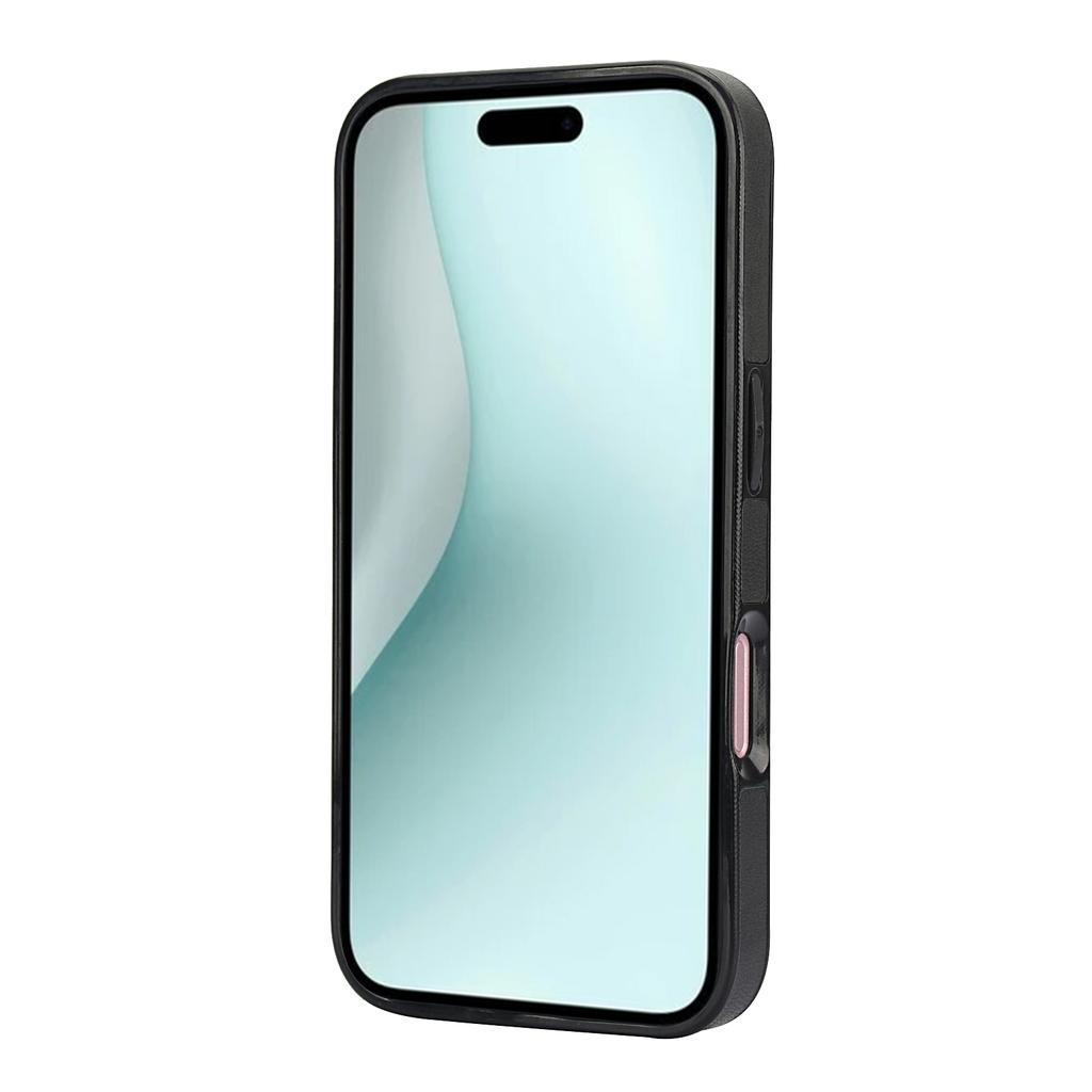 For iPhone 17 Case PU Leather+TPU Hidden Card Holder Drop-proof Phone Cover with Kickstand